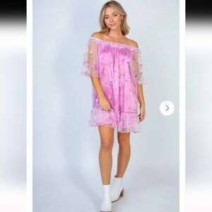 White Birch NWOT Lilac Floral Applique Dress